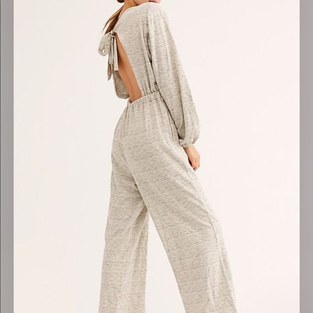 NWOT Free People This is Your Sunday Jumpsuit Beach Day Long Sleeve wide Leg